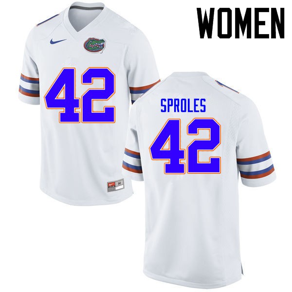Florida Gators Women #42 Nick Sproles College Football Jerseys White